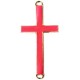 Metall Anhänger zwei Ösen Kreuz 46x23mm Gold - rosa rot